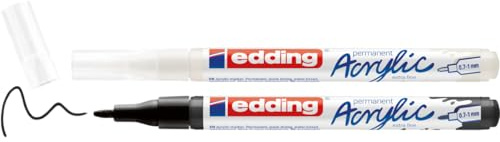 edding 5500 Acrylic 2er Set – schwarz & weiß – 2 wasserfeste Acrylmarker – sehr feine Rundspitze 0,7-1 mm – Acrylstifte für Konturen & Details – Malen auf Leinwand, Papier, Holz, Stein, Terracotta