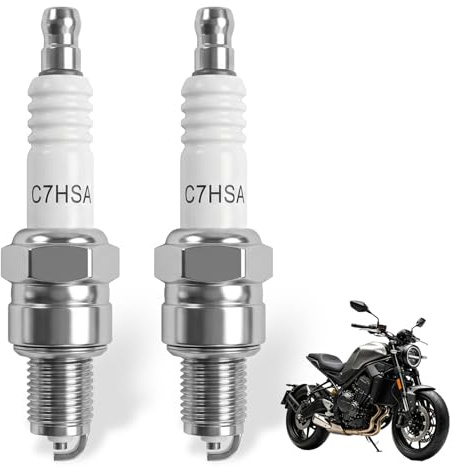 2x CR7HSA Zündkerze, langlebige Zündkerze CR7HSA für Roller & Motorrad | Robustes Moped-Ersatzteil, passend als C7HSA Zündkerzen Alternative zu Quads, sicherer Motor-Funke