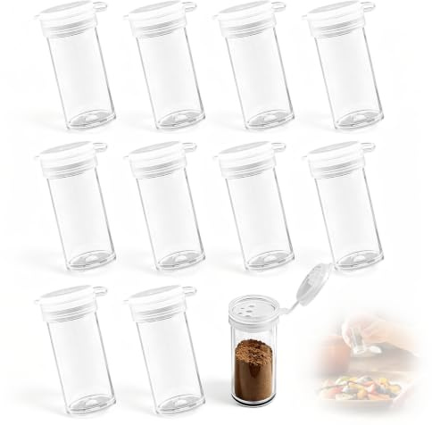 Lot de10 salières en plastique ultra-compactes - Distributeurs de sel et d'épices miniatures - Petites salières et poivrières pratiques - Conteneurs d'épices portables avec couvercle pour pique-niques
