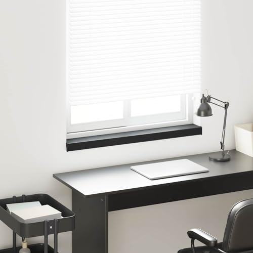 GeenYuu Rebord de fenêtre noir avec grain de bois en PVC robuste 80 x 15 x 4,5 cm, imperméable et facile à nettoyer, montage facile avec colle, pour intérieur et extérieur