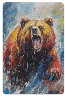 Palette Bear Painting Retro Tin Sign 30x20cm for Lounge Or Reading Corner, Gift for Lounge Decor Fans during The Christmas Season