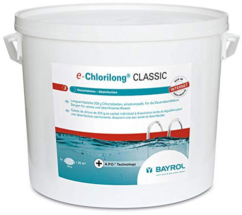 Poids total Classic 10 kg tablettes de chlore à 250 g Sur la durée de désinfection