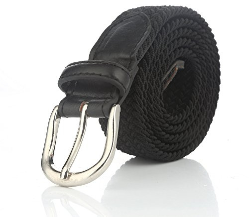 Gelante® Children's Canvas Elastic Fabric Woven Stretch Braided Belts 2012-Black-L (28-30)