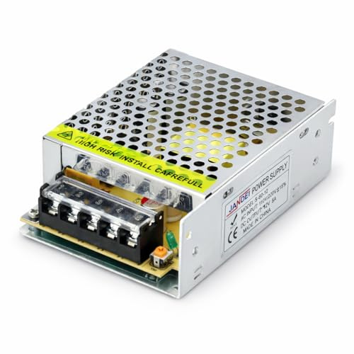 Jandei - Fuente de Alimentación Transformador 110/220V AC a 12V DC 60W 5A, Instalación en Interior IP20 para Tira Led, Neón o Dispositivos Bajo Voltaje