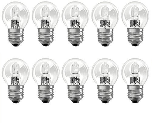 10 x Ampoules Eco Halogène Gouttes à incandescence Clair E27 à intensité variable Blanc chaud, E27 18.00W 230.00V