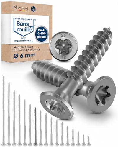 Edelstahl Holzschrauben V2A A2 Senkkopf Torx TX25 – Teilgewinde – 6x70 mm – 50 Stück – Universalschrauben Holz
