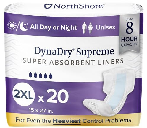 NorthShore DynaDry Supreme Liners for Men and Women, 2X-Large, Pack of 20