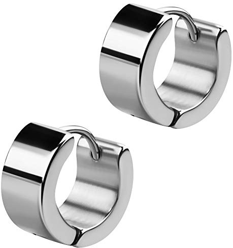 schmuxxi® Breite Creolen Ohrringe Klappcreolen I Edelstahl Silber I hochwertig und modern I Schmuck Set für Damen und Herren