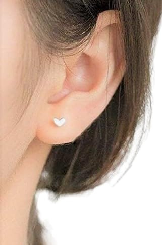 ⊹⊱ STERLING SILBER HERZ STECKER ⊰⊹ klitzekleine mini Ohrringe unisex, Stecker, echtes Silber, 925, Mädchen