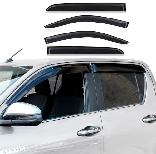 JHCHAN Déflecteurs de Vent déflecteurs de Pluie pour Toyota Accessoires | AN130 Hilux 2015-2025 Double Cabine Pick-up, 4 pièces Noir fumé