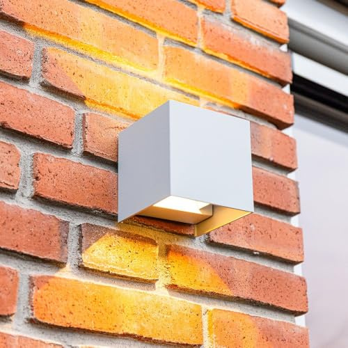 LED Wandleuchte Up & Down Cube - IP65 Wandlampen - Grau - 6 Watt 660 Lumen - Modern - Aluminium - Außenleuchte - verstellbare Lichtkegel 5-100° - 3000K Warmweißes Licht - Für Außen und Innen