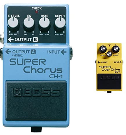 BOSS Ch-1 Stereo Super Chorus & SD-1 SUPER OverDrive Effects Pedal for Guitar and Bass – Mild to Moderate Tube-like Overdrive Characteristics Ideal for Clean and Driven amps. BOSS.,Yellow