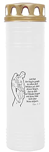 HS Candle Grave Candle Grave Candle with Angel Motif Approx. 170 Hours / 7 Days Burning Time per Candle (26 cm, Diameter 7 cm) Various Designs