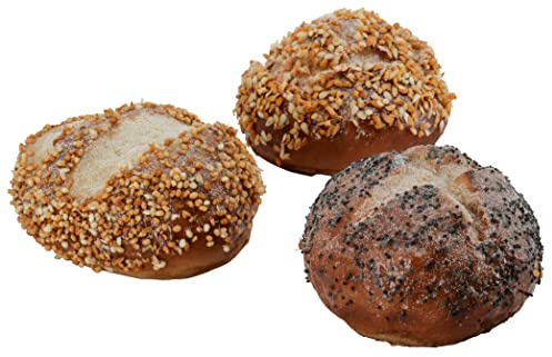 Klocke Dekorationsbedarf Naturgetreue Lebensmittel Attrappe – Künstliche Backwaren & Brot & Kleingebäck – Food Dummy/Plastikessen - Dekoration (Brötchen - 3er Set - 7 cm)