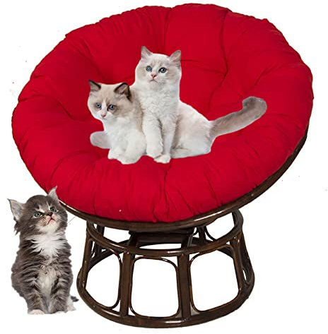 SRHWBF Papasan Kissen Sitzkissen Im Freien Hängesessel Kissen Krabbeldecke Für Rattan Hängeschaukel Ei Hängesessel für Drehsessel Korbsessel Balkonstuhl (NUR Kissen) (Red Ø130cm/51.1 in)