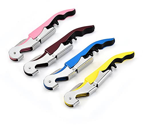 68g Sacacorchos para Camareros de Acero Inoxidable de Alta Resistencia, Abridor de Botellas de Vino con Bisagras Dobles Mejoradas con Abridor de Cerveza (C-4PCS)