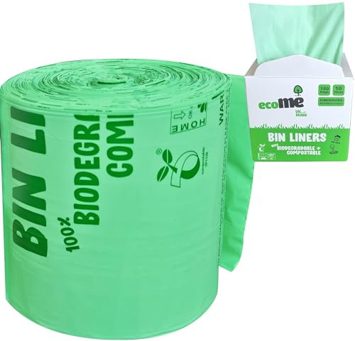 ecoME - Sacchetti per rifiuti alimentari compostabili, extra spessi, 10 l, biodegradabili, certificati EN 13432, marchio del Regno Unito (10 l, 75 rivestimenti)