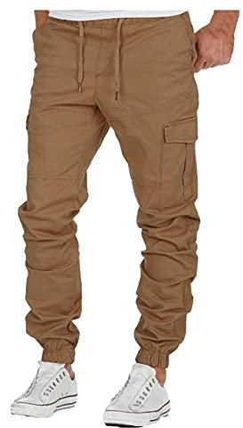 Walaka luggage Pantalon de Jogging Cargo Harem Streetwear Hommes Sarouel Style Japonais Pantalon en Lin décontracté Homme Pantalon de Jogging Pantalon Baggy Chinois Kaki L