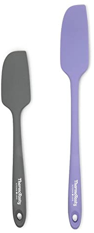 ThermoTasty Teigspatel Küchenspatel Küchenhelfer Spatel Spachtel Winkelpalette Glattstreicher Schaber, 2er-Set flieder/grau