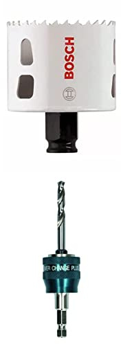 Bosch Professional Lochsäge Progressor for Wood & Metal (Holz und Metall, Ø 60 mm) + 1x Power Change Plus Adapter (Aufnahme 3/8“ Sechskant, inkl. HSS-G Bohrer 7.15 x 85 mm)