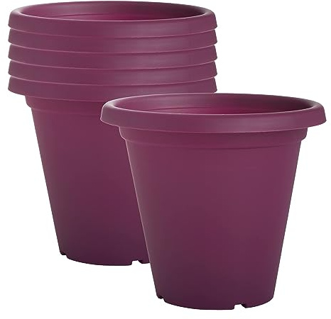 Clever Pots 6X Petit Pot de Fleur Interieur, Pots de Fleurs Plastique 19/20cm pour Fleurs et Plantes, Pot Plante Intérieur et Extérieur avec Drainage pour Jardin, Veranda, Patio, Balcon - Pourpre