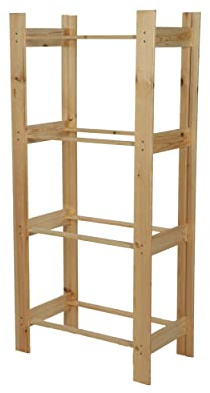 MODO24 Kistenständer, Holzständer, Holzkastenregal, Regal RSS 3 oder 4 Ebene, Höhe 107 und 149 cm (149 cm, Unbehandelt)