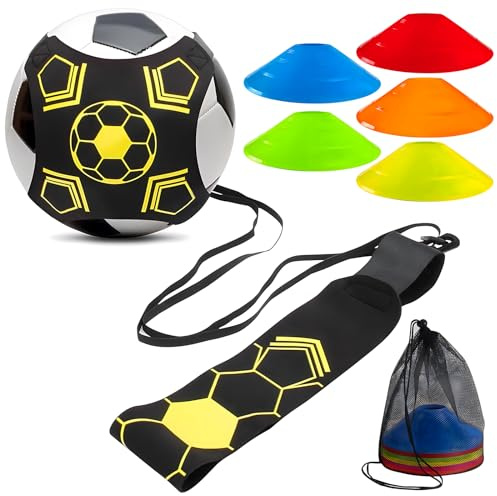 Vulevirtue Cinturón de Entrenamiento de fútbol, Kit Entrenamiento Fútbol Accesorios con 10 Conos De Entrenamiento,cinturón de fútbol elástico para niños, Adultos y Principiantes