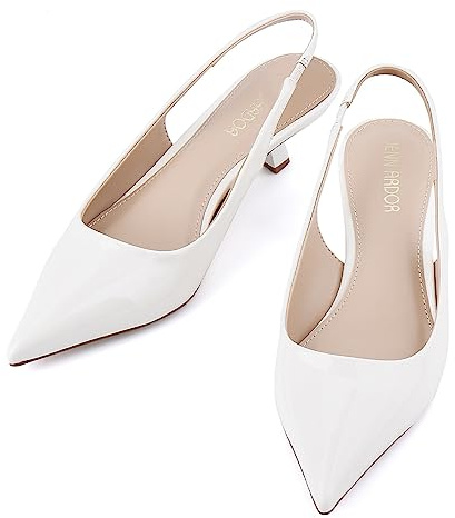 JENN ARDOR Slingback Heels for Women Low Heels Dress Shoes Kitten Pumps Dressy Heeled Sandals Wide Width Fashion Casual Shoes