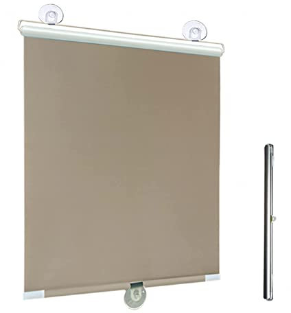 KOOEIN Saugnapf-Fensterrollos, Sonnenschutz Verdunkelungsrollos, temporärer vorhänge, 30×125/60×125cm Einziehbarer Rollo für Balkon verdunkelung Jalousie, leicht,Gold-45x125cm/18x49in