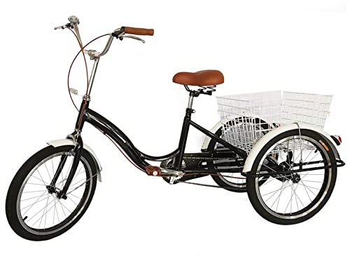 gegeweeret Kreuzfahrt-Dreiräder für Freizeit, 20 Zoll Dreirad, Fahrrad mit Einkaufskorb, Höhenverstellbar, Tragfähigkeit und eine Lange Nutzungsdaue, Maximale Belastung 110kg/242.5 lbs
