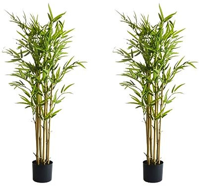 Valyria Home | Set de 2 Bambúes Artificiales 120 cm | Plantas Decorativas Realistas para Hogar y Oficina | Árboles Artificiales de Bambú Elegantes
