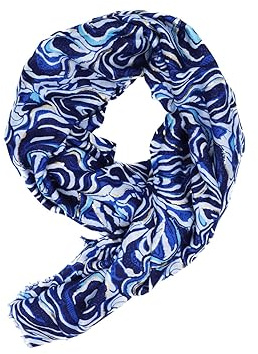 QUEEN HELENA Dam Casual Mönster Rund Hals Wrap Scarf Winter Scarf SC22-6, Blå, one size