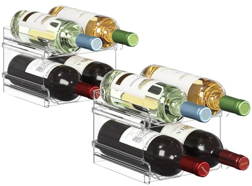 Lifewit Plastic Stackable Wine Rack for refrigerator, Cabinet, Countertop,Wine Bottle Holder, Water Bottle Organiser for Fridge, Pantry, Hold 8 Bottles