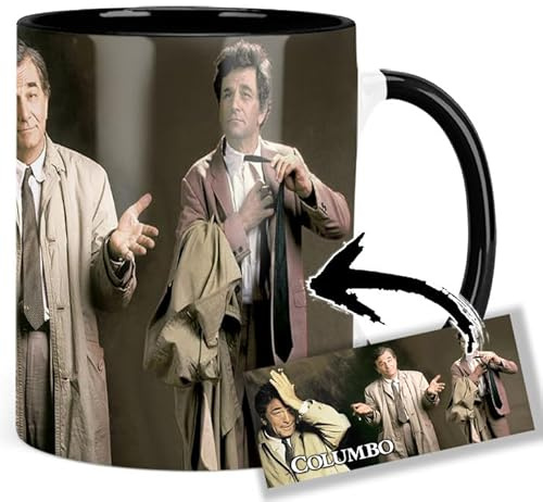 Columbo Peter Falk Tasse Innen & Henkel Schwarz Keramikbecher Mug