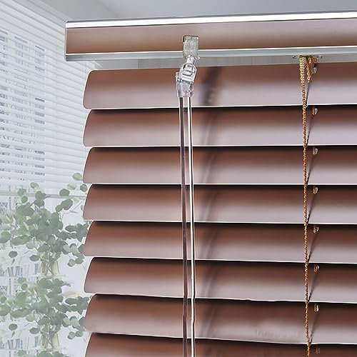 Lamellenvorhänge aus braunem Aluminium, horizontal, für Fenster, vertikale Vorhänge aus Metall, Sonnenschutz, Privatsphäre, für Küche, Home Office, Breite x Höhe (130 x 160 cm)