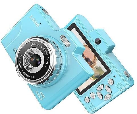 Portable Kids Camera 1080P Compact Camera 48MP Dual Lenses 8× Optical Zoom Support 32GB TF Memory Card Mini CCD Camera with 2.8-inch TFT Screen Great Gift for Boys Girls Kids Adult Teenagers Students