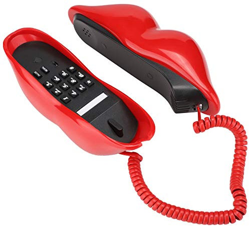 Yctze Telefono da Scrivania Multifunzionale a Forma di Labbro Carino, Fissa Cordless per Decorazioni per la Casa in Rosso, Design retrò per Comunicazione e Dintorni (rosso