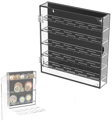 Ieron Coin Display Stand mit Acrylhalterung und entfernbarer Regale für Sammlerstücke, Medaillen und Pokerchips