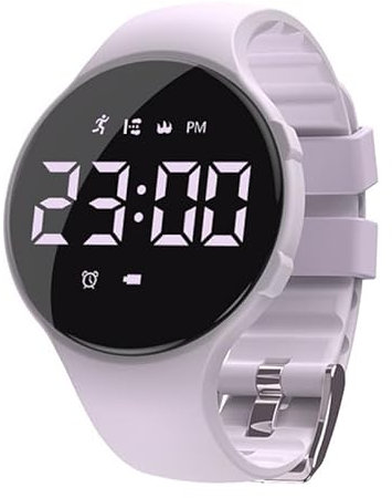 findtime Fitnessuhr (Kein App) Schrittzähler Uhr Digitale Armbanduhr Herren und Damen Digitaluhr Sportuhren mit Messung des Schrittes, Kalorienverbrauchs und der Distanz, Lilac