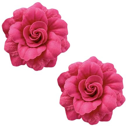 2 Stück Samt Kamelie Blume Brosche Pins Große Blume Anstecknadeln Mexikanische Haarblumen Haarnadel Stoff Floral Haarspangen Kopfschmuck Ansteckblume Hochzeit Broschen Hot Pink