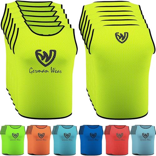 German Wear Leibchen Trainingsleibchen – Markierungshemd für Team Sport, Fussball, Jogging, Hocky, Handball in Gelb, Rot, Grün, Orange, Blau für Herren, Kinder & Damen - ideal für Teams Gelb - Large