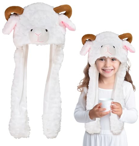 Hatt med rörliga öron, djurhatt öron rörlig hoppande hatt djur cosplay hatt rolig floppy öronhattar, pop up öron plysch keps rörliga öron hattar för barn vuxna festhattar cosplay kostym gåva (get)