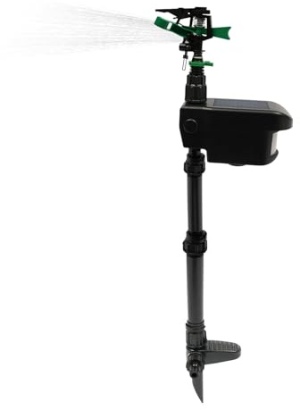 PIAOCAIYIN Rociador de agua repelente solar, aspersor con sensor de movimiento para exteriores, para patio, jardín de pulverización de agua activado por movimiento ajustable, rango de 30 pies