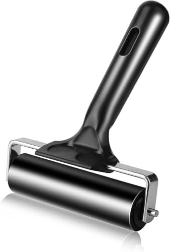 4 Inch Rubber Brayer Roller,Brayer Rollers for Crafting 3.74 inch Rubber,Hand Roller Tool Used for Printmaking Painting Crafting,Rubber Brayer Roller for Printmaking(Black)