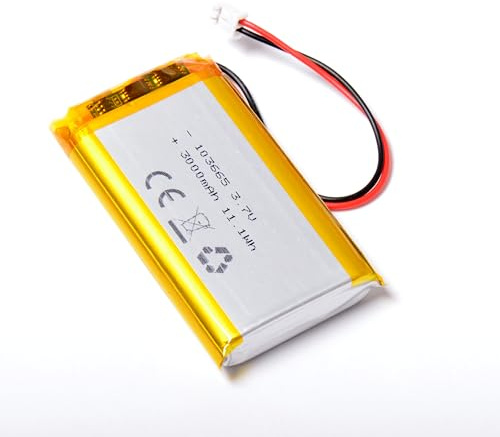 AFTERTECH 103665 3 000 mAh 3 Ah 65 x 36 x 10 mm Cellule polymère de Lithium LIPO 3,7 V 3,7 V Rechargeable avec BMS et connecteur JST PHR 02 M4E1