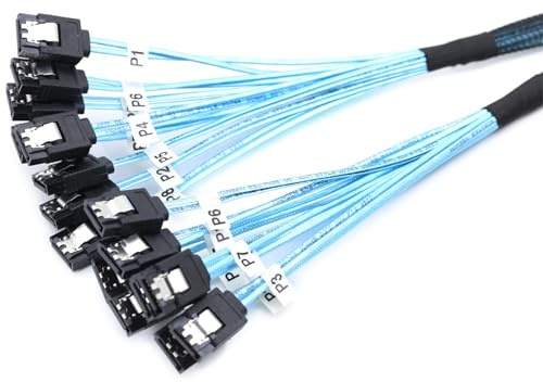 BFLKY SATA3-zu-SATA3-Kabel mit 8 Anschlüssen, 6 Gbit/s, Schnittstellenkabel für interne Festplatten und RAIDs-Controller