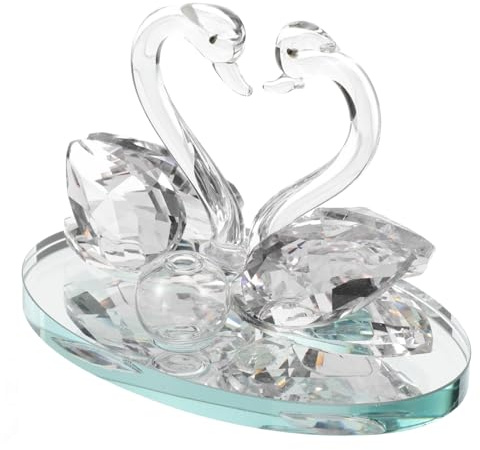 BUGUUYO Klarer Kristallschwan Figur Auto Dashboard Ornament Mit Parfümhalter Kreative Tischdekoration Für Zuhause Und Büro Tierfigur Als Briefbeschwerer