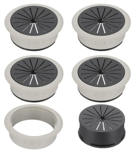 PATIKIL 50mm/ 2 Inch Desk Grommet,5pcs Desk Cord Hole Cover Desk Cable Hole Grommet Cover Sturdy ABS Plastic Round for Cables Cabinets Desktop Equipment Wiring Organizing, Grey