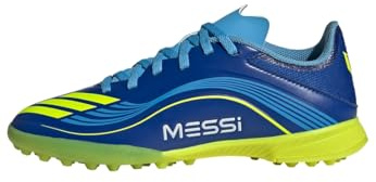 adidas Unisex barn F50 Messi League barnfotbollsskor, rullgräs, Royal Blue Solar Yellow Semi Blue Burst, 37 1/3 EU