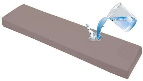 JORTUIO Bankkissen Bankauflage Outdoor Wasserfest Bankpolster Nach Maß Sitzkissen Sitzauflage Stuhlkissen Mit rutschfeste Abnehmbare,Dicke 5cm,für Fensterbank Garten Bank(Beige Grey,160x55x5cm)